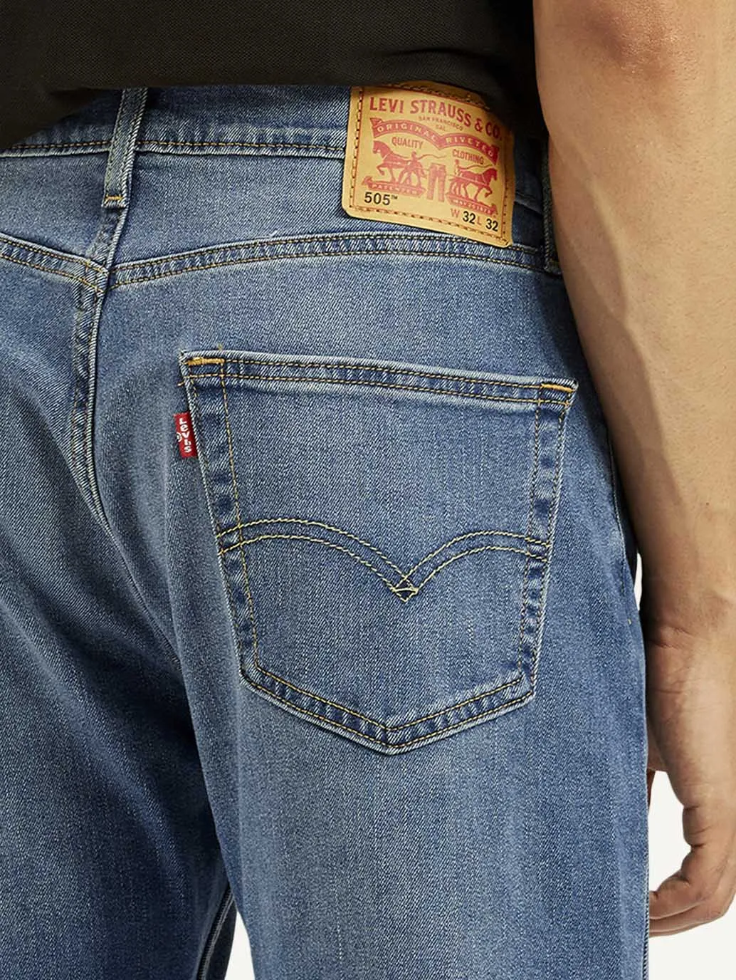 Men's 505 Blue Straight Fit Mid Rise Jeans All Purpose Match With All