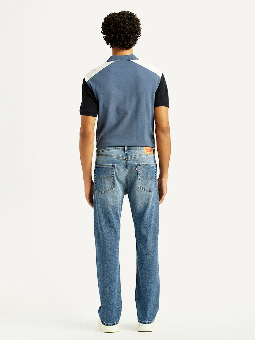 Unisex Friendly Earthy Modern Minimalist Office Wear Men's 505 Med Indigo Straight Fit Mid Rise Jeans