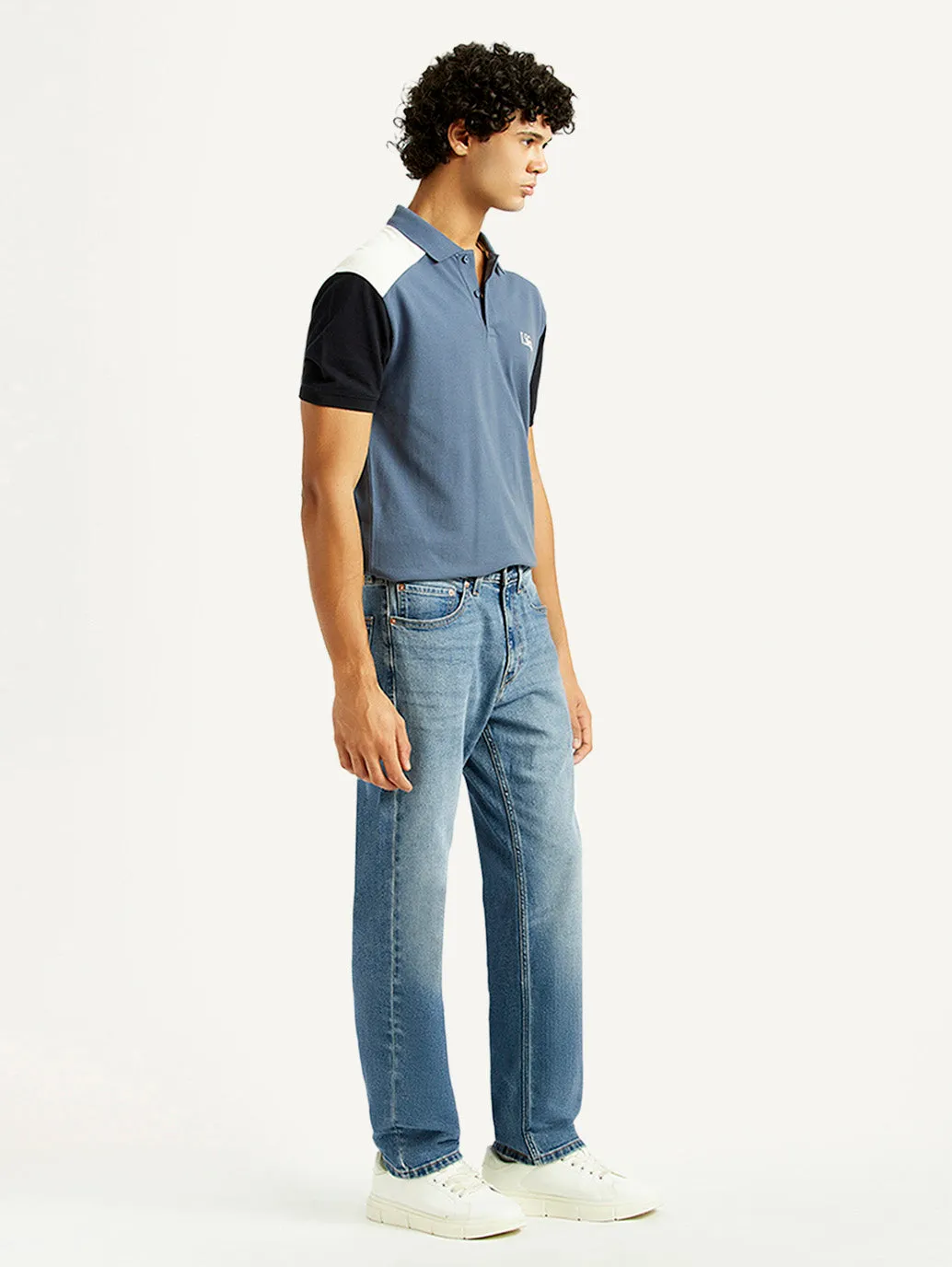 Men's 505 Med Indigo Straight Fit Mid Rise Jeans Autumn Days Unisex Wear Teen Outfit
