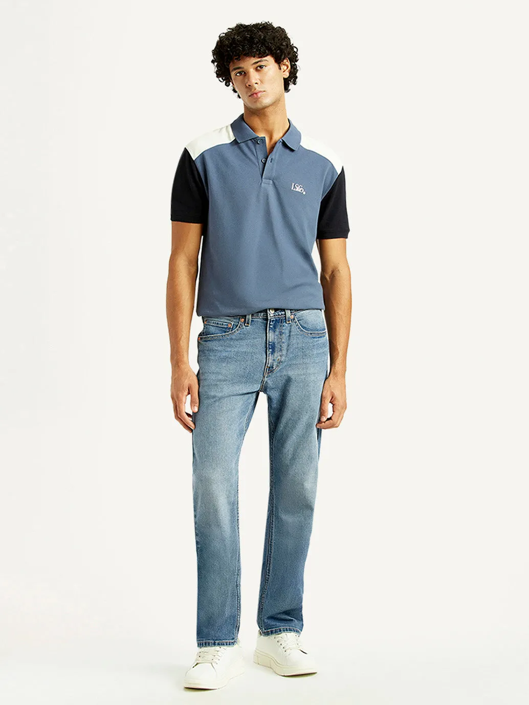 Men's 505 Med Indigo Straight Fit Mid Rise Jeans Rugged Feel Durable Triple Stitched Seams
