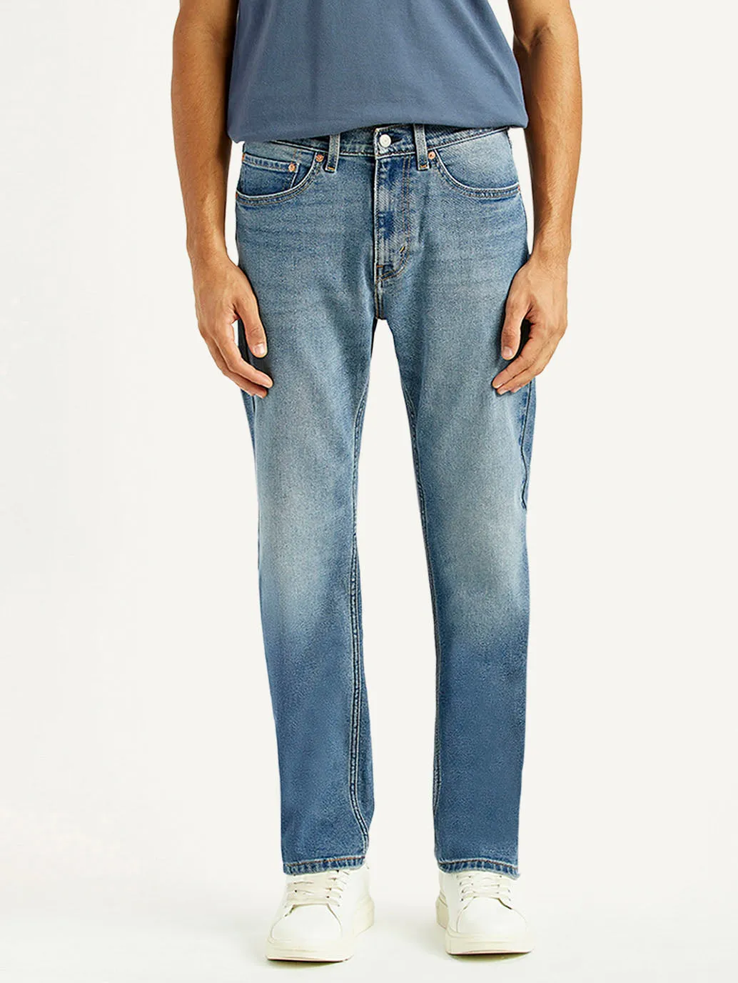 Chill Vibes Creative Look Elegant Road Trip Men's 505 Med Indigo Straight Fit Mid Rise Jeans