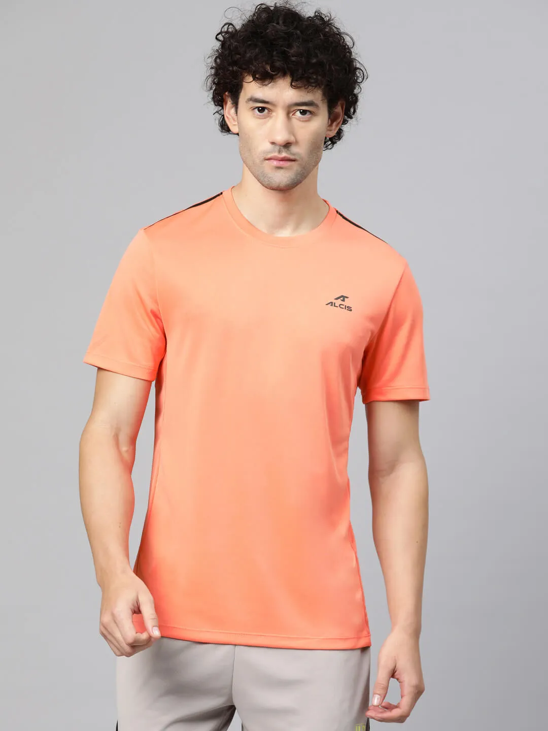 Spirit Core Alcis Men Brand Logo Printed Anti Static Slim Fit T-shirt