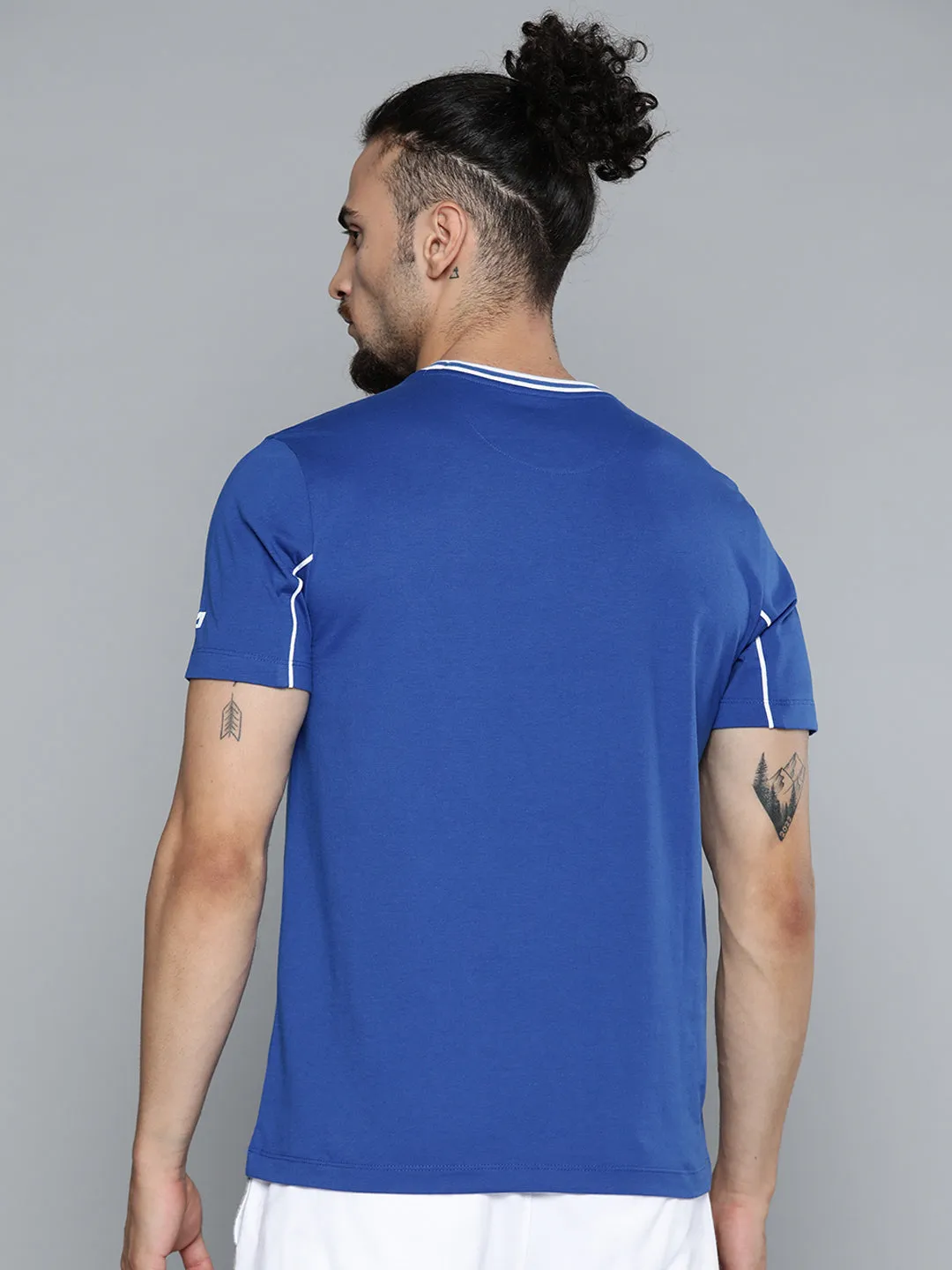 Baby Soft Alcis Men Blue Slim Fit Training or Gym T-shirt