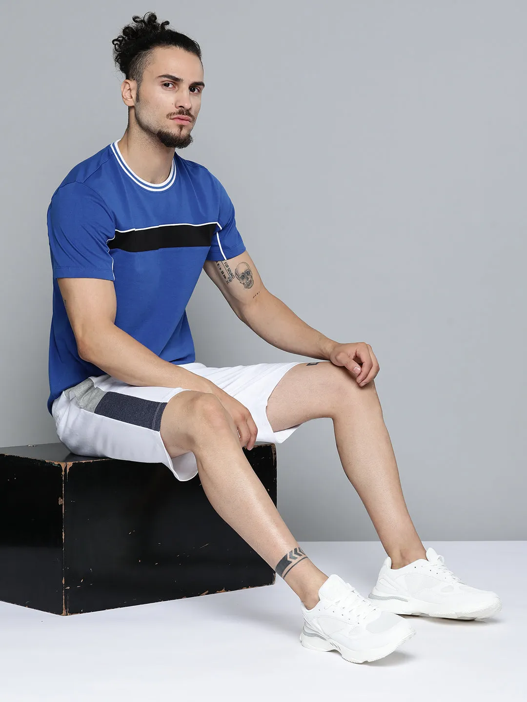 HypoallergenicFabric Alcis Men Blue Slim Fit Training or Gym T-shirt