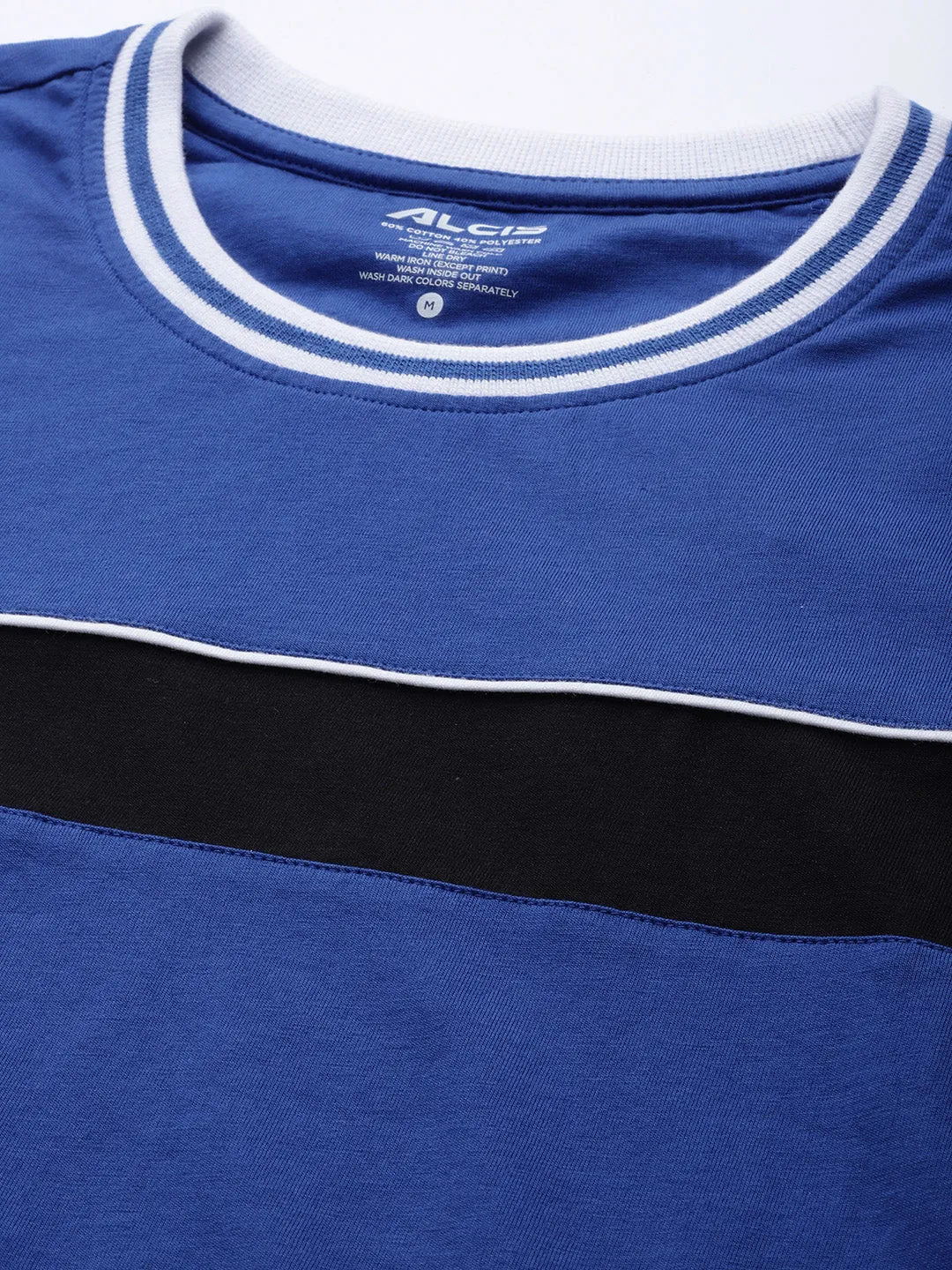 Alcis Men Blue Slim Fit Training or Gym T-shirt AdjustableWaist Frost Glow