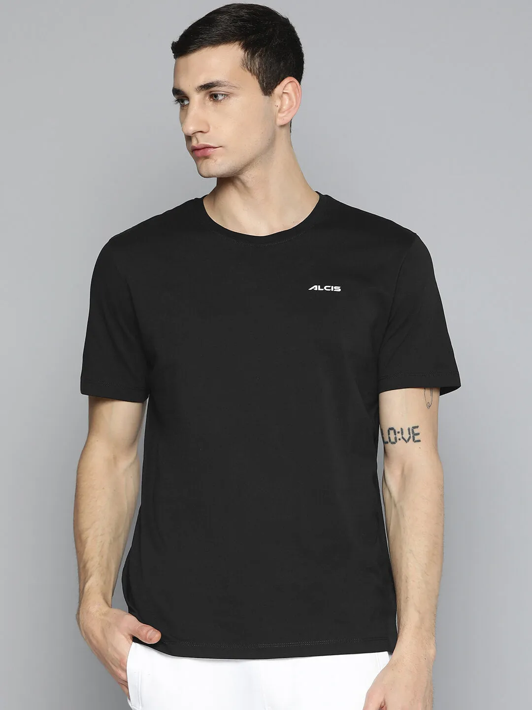 WrinkleResistant Finish Peace Flow Alcis Men Black Typography Printed Slim Fit T-shirt