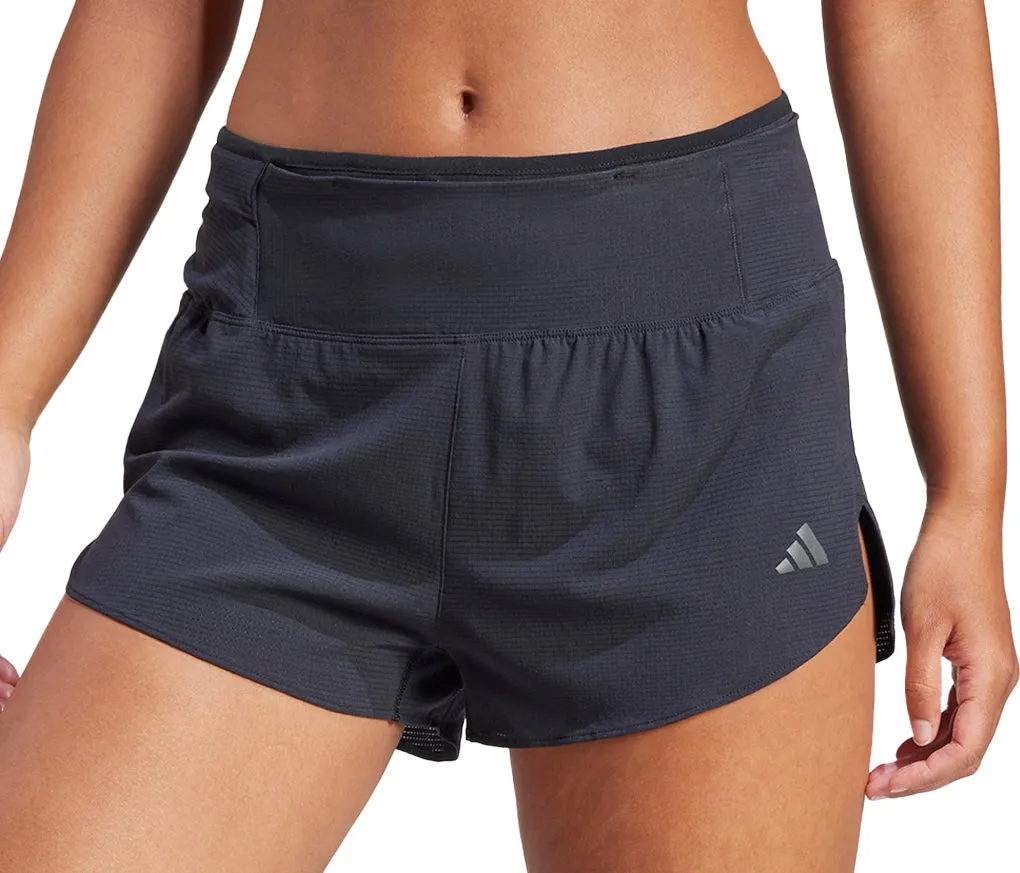 Sleek Cut Go Soft adidas Adizero Womens Split Running Shorts - Black