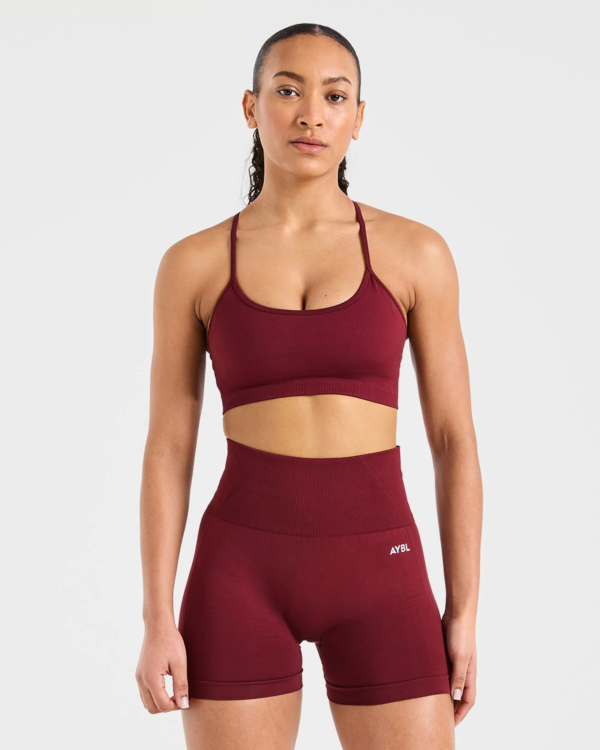 Smooth Fabric Breathable mesh Empower Seamless Sports Bra - Red Wine
