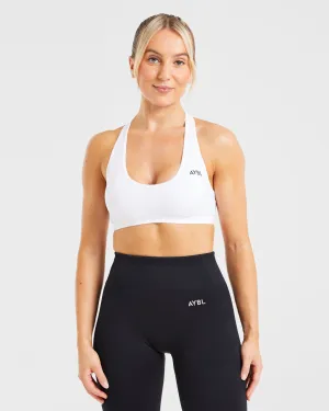 Essential Seamless Racer Back Sports Bra - White indoor exercise