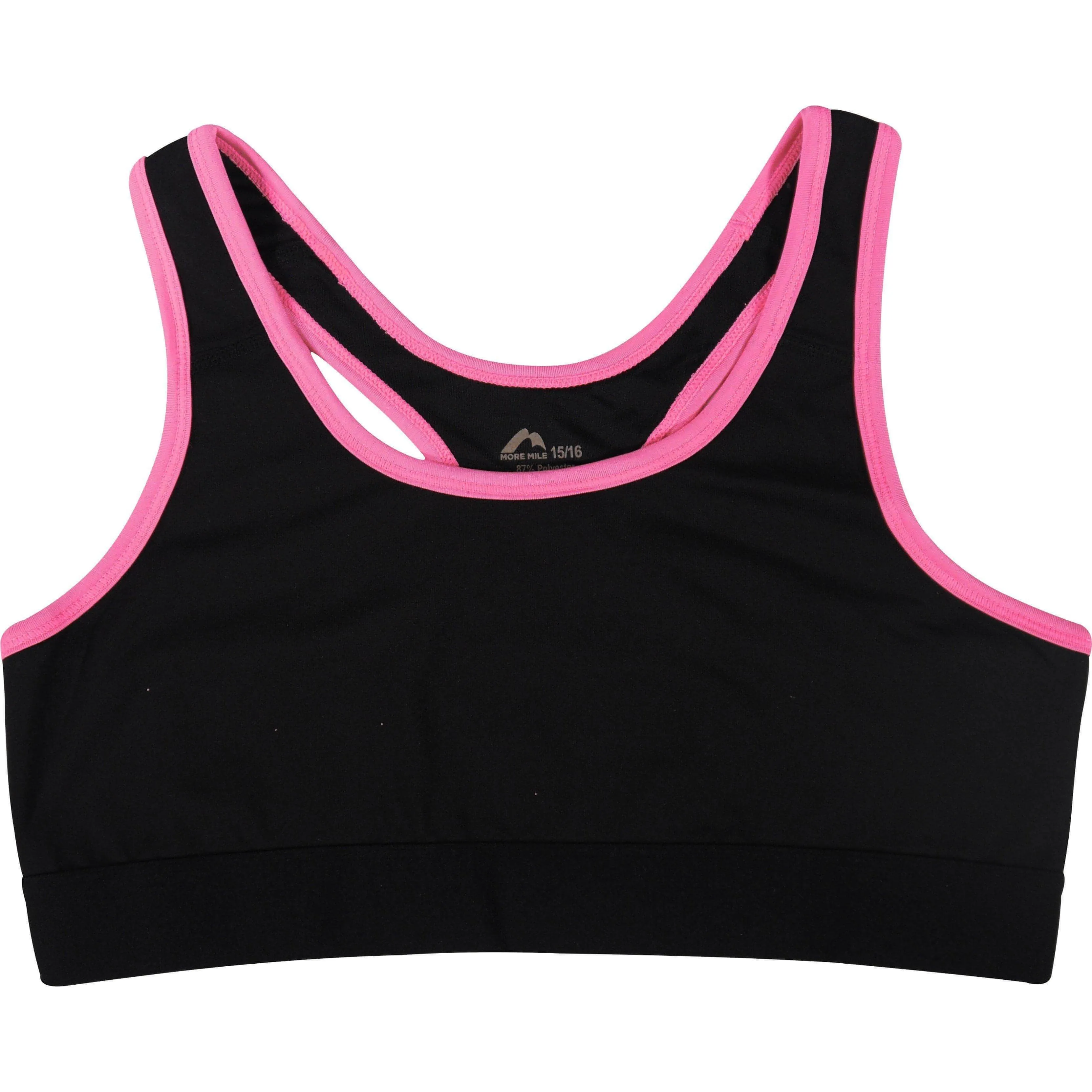 professional athletes Low Profile Padding More Mile Girls Running Crop Top - Black