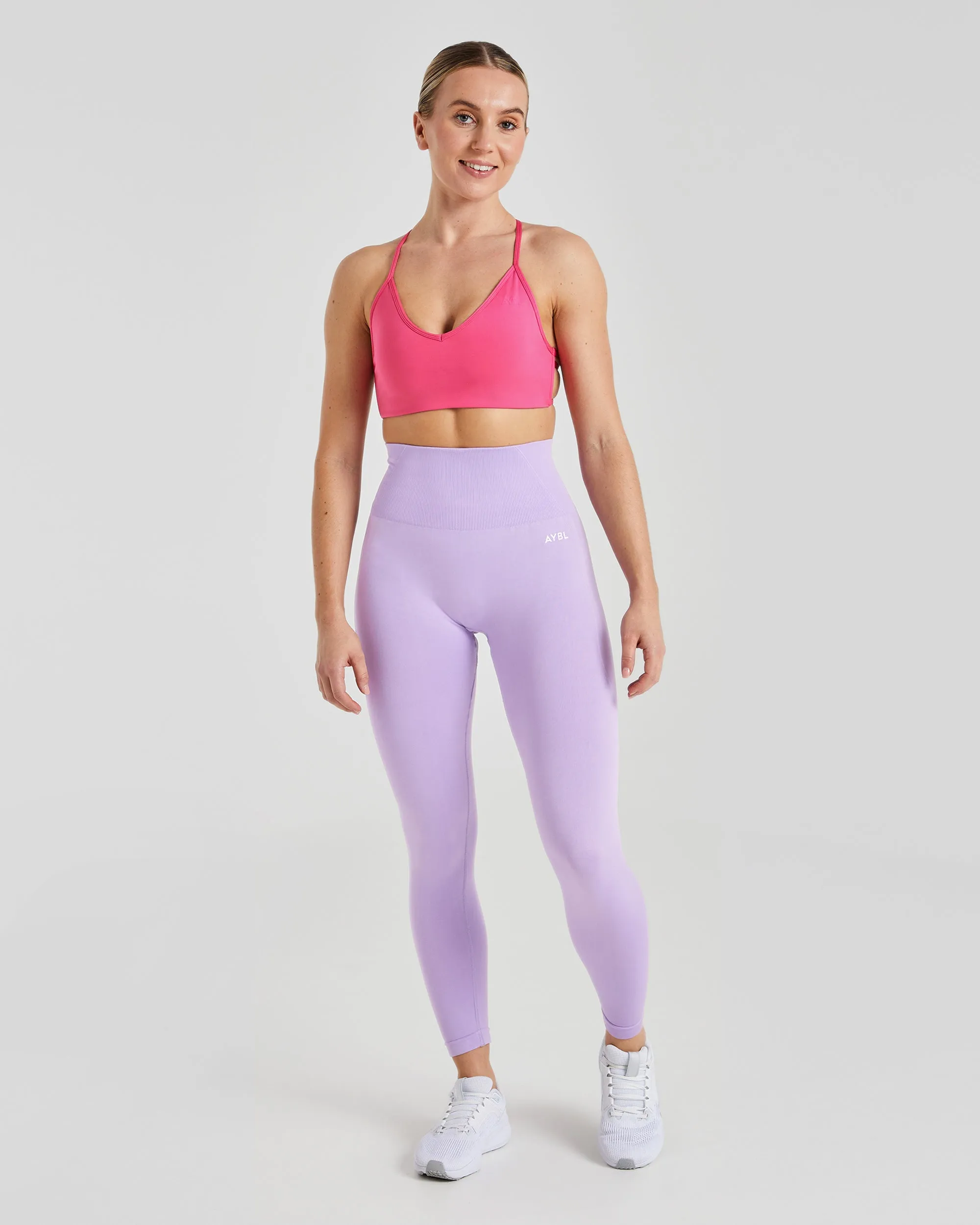 Essential Crossback Sports Bra - Hot Pink Anti Chafe Lining Invisible stitching
