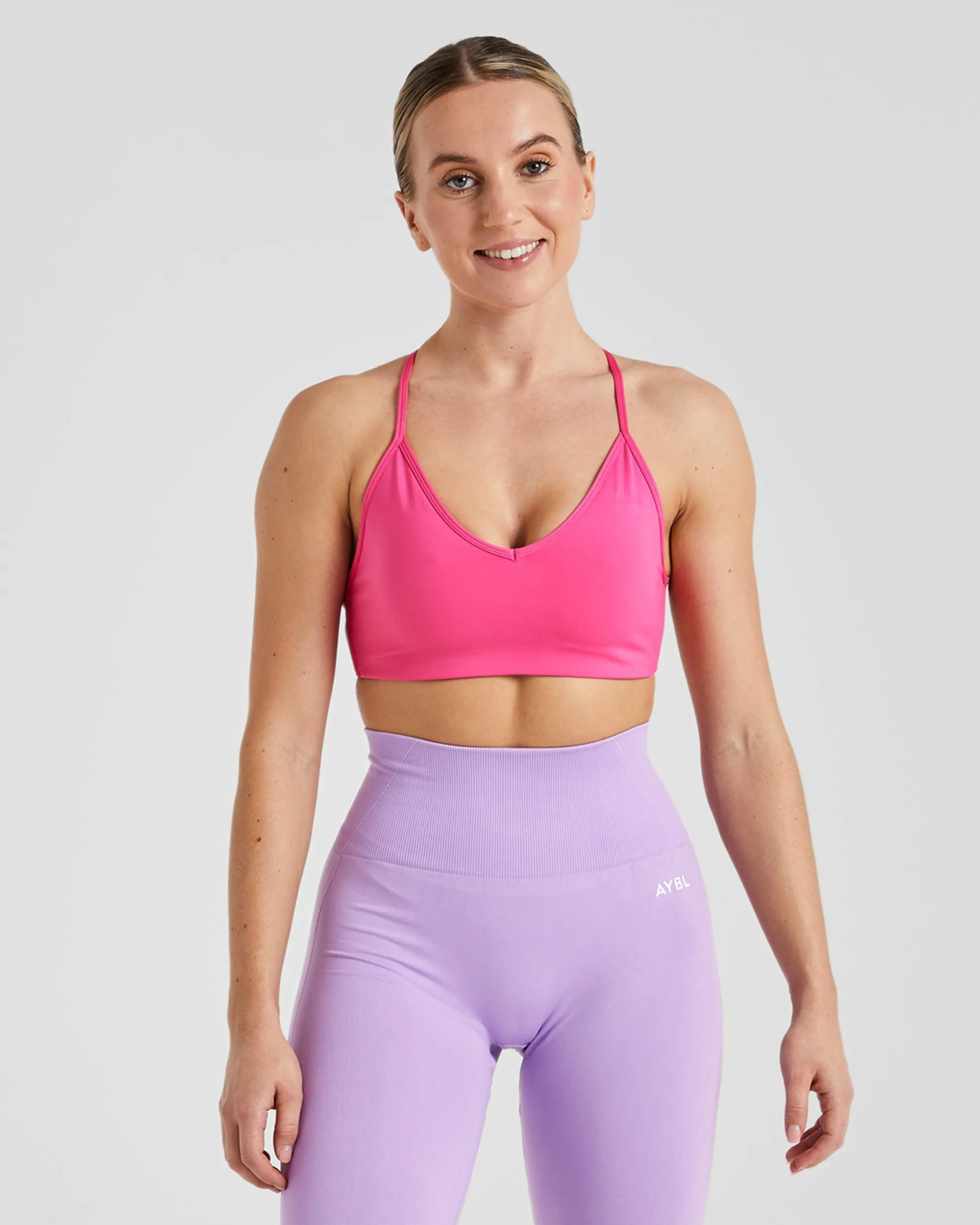 Smooth Support Versatile Structure Essential Crossback Sports Bra - Hot Pink