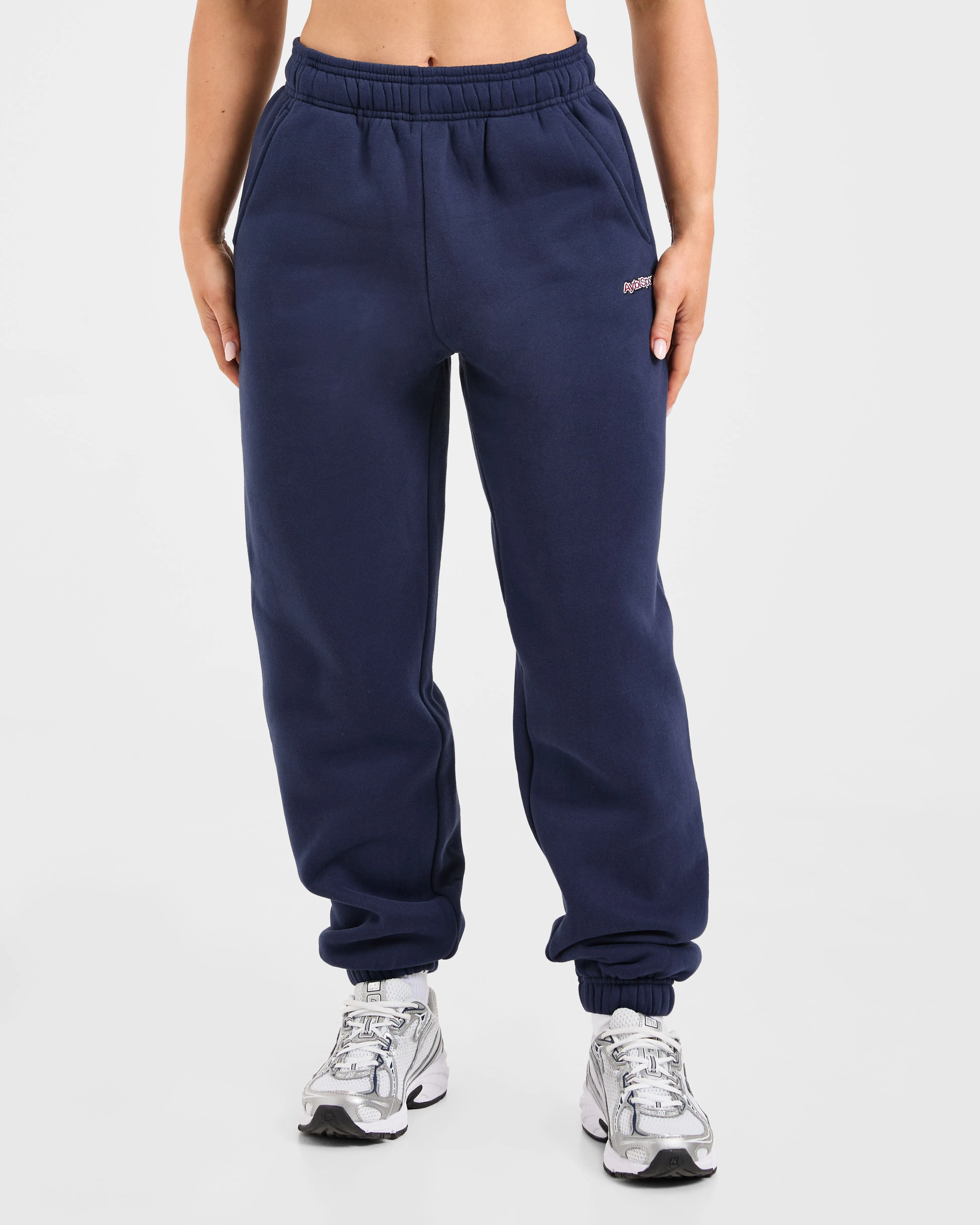 Non Restrictive Band Comfortable Band Tech-savvy AYBL Sports Outline Oversized Joggers - Navy