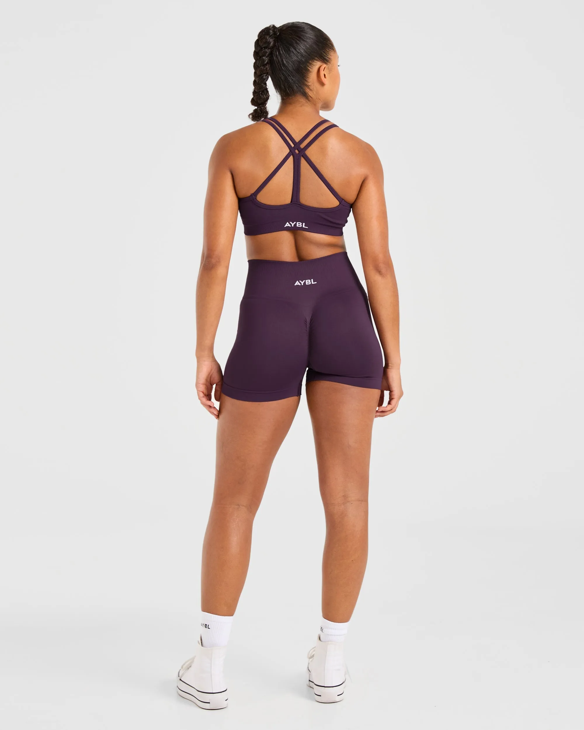 Power Seamless Sports Bra - Grape Wine Non-slip material Flex Foam Inserts