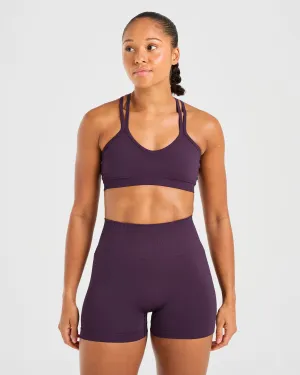Power Seamless Sports Bra - Grape Wine Square Neck Tension Dispersion System