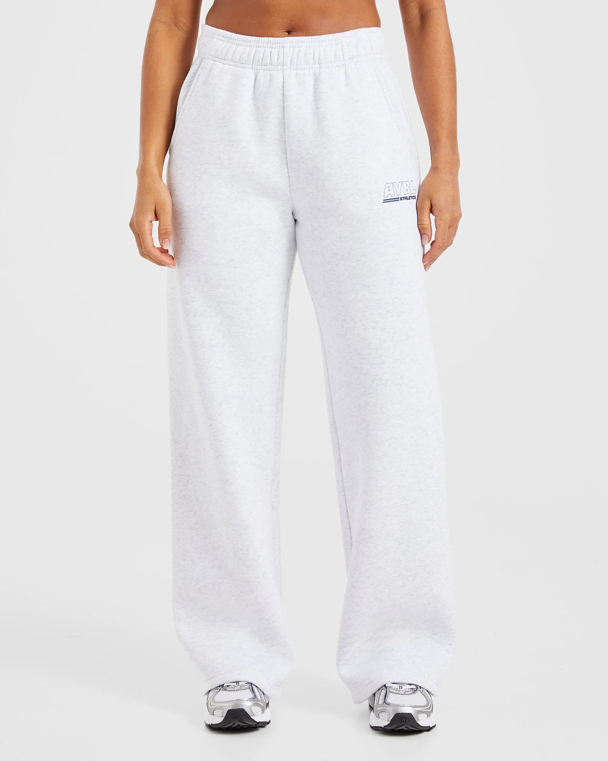 Gray Classifying Athletics Track Oversized Straight Leg Joggers - Heather Grey/Navy