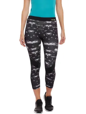 Alcis Black Printed Training Tech Fit Tights AKTRWPN1350336 Performance Wear Dance Practice Loose Fit