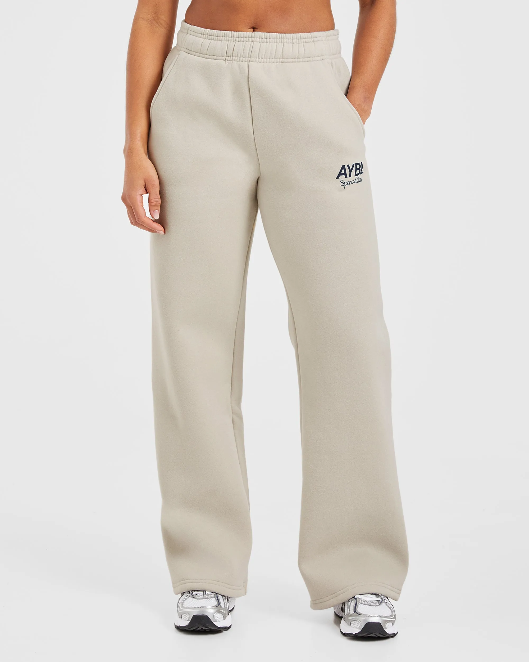 Ventilated Cups Extra Padding Option Balancing AYBL Sports Club Oversized Straight Leg Joggers - Sand/Navy