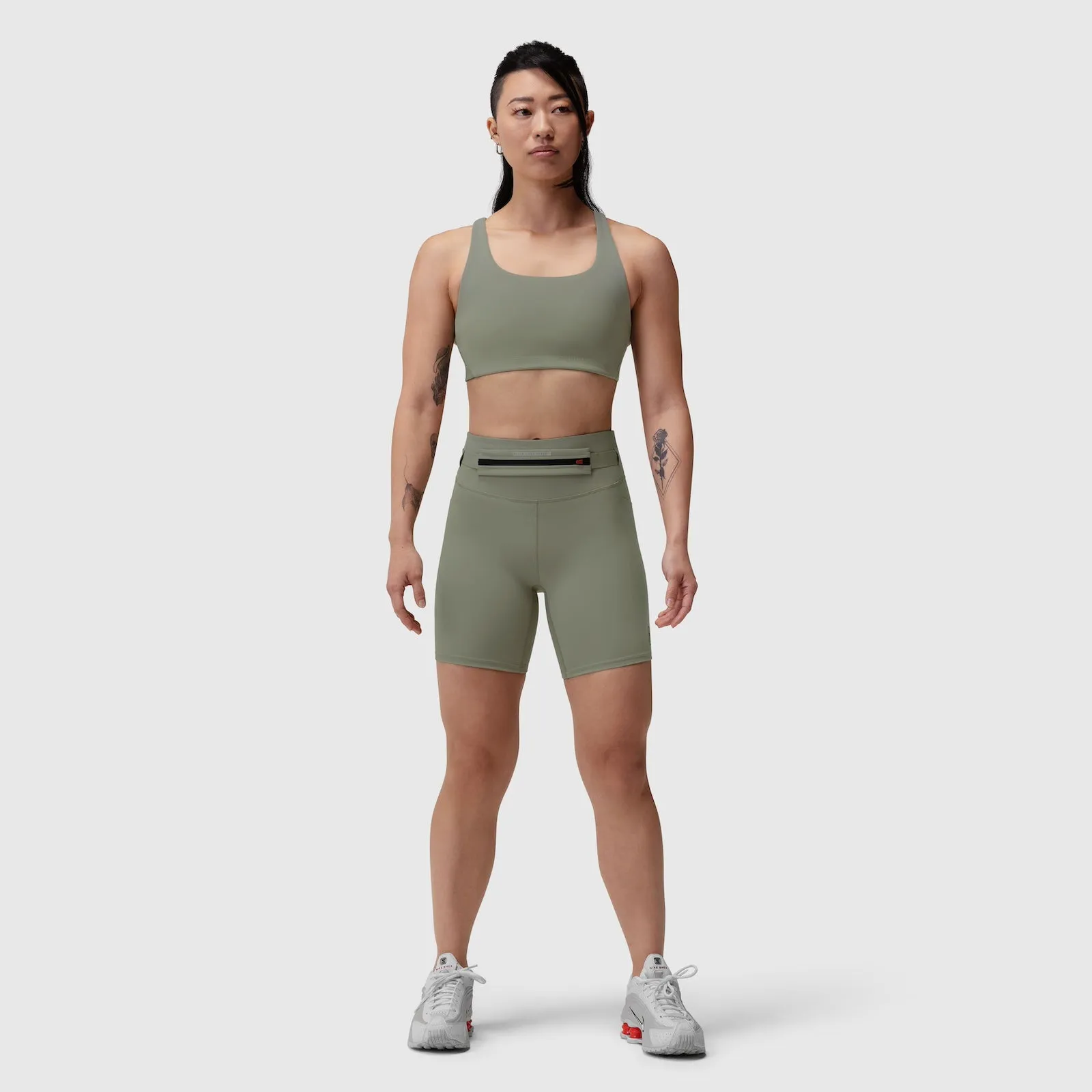 Seamless Structure W039. Lycra? Hybrid Sports Bra - Sage