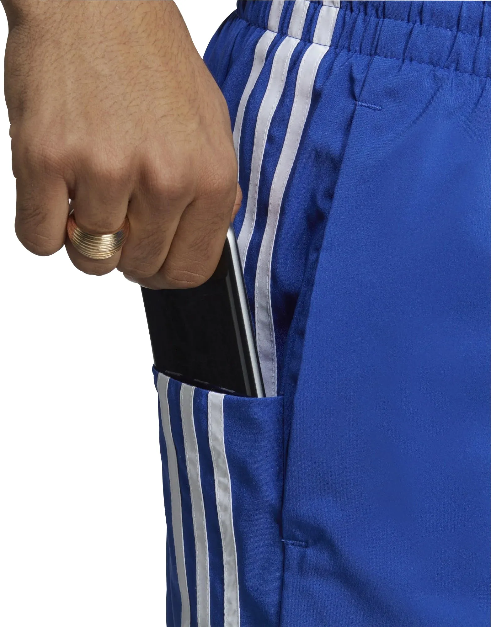 adidas AeroReady Essentials Chelsea 3 Stripes Mens Training Shorts - Blue Hidden Storage Compartment shrink - resistant