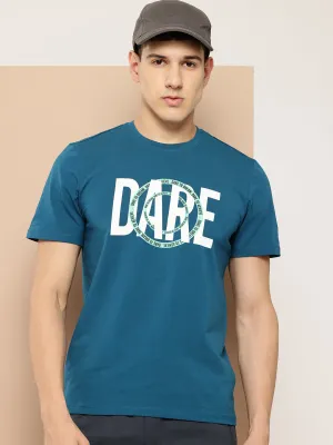 CrossBackStructure UV Protection Alcis Men Blue White Typography Printed T-shirt