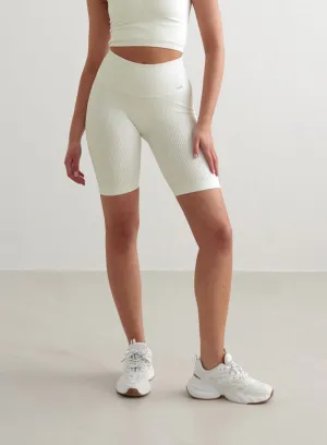 Compression Support Layer Off-White Ribbed Seamless Biker Shorts