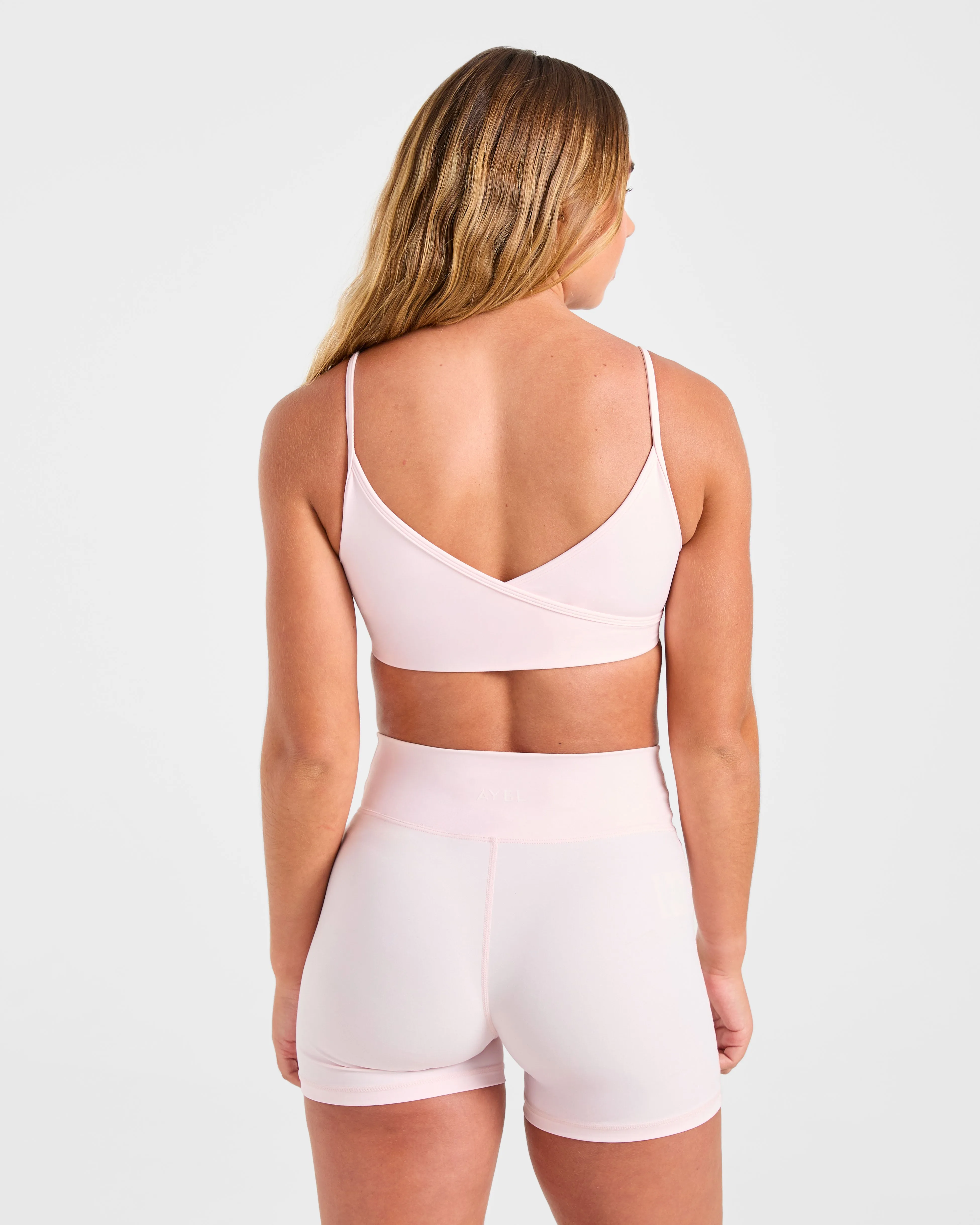 Anti Chafe Lining Sculpt Wrap Sports Bra - Iced Pink