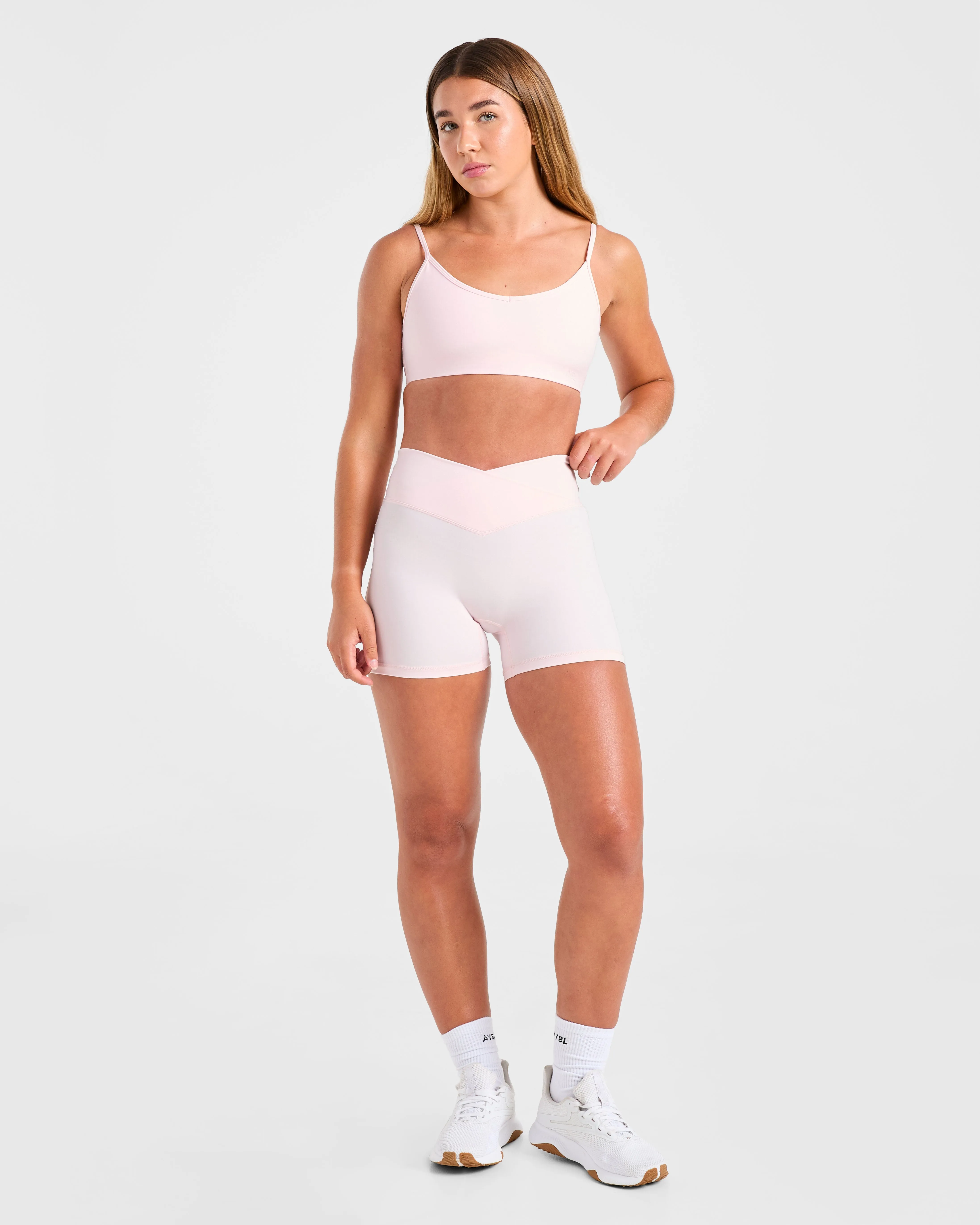 Reinforced stitching seams Sculpt Wrap Sports Bra - Iced Pink