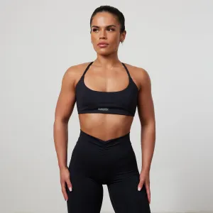 Racerback seams Vanquish Enhance Black Backless Bra