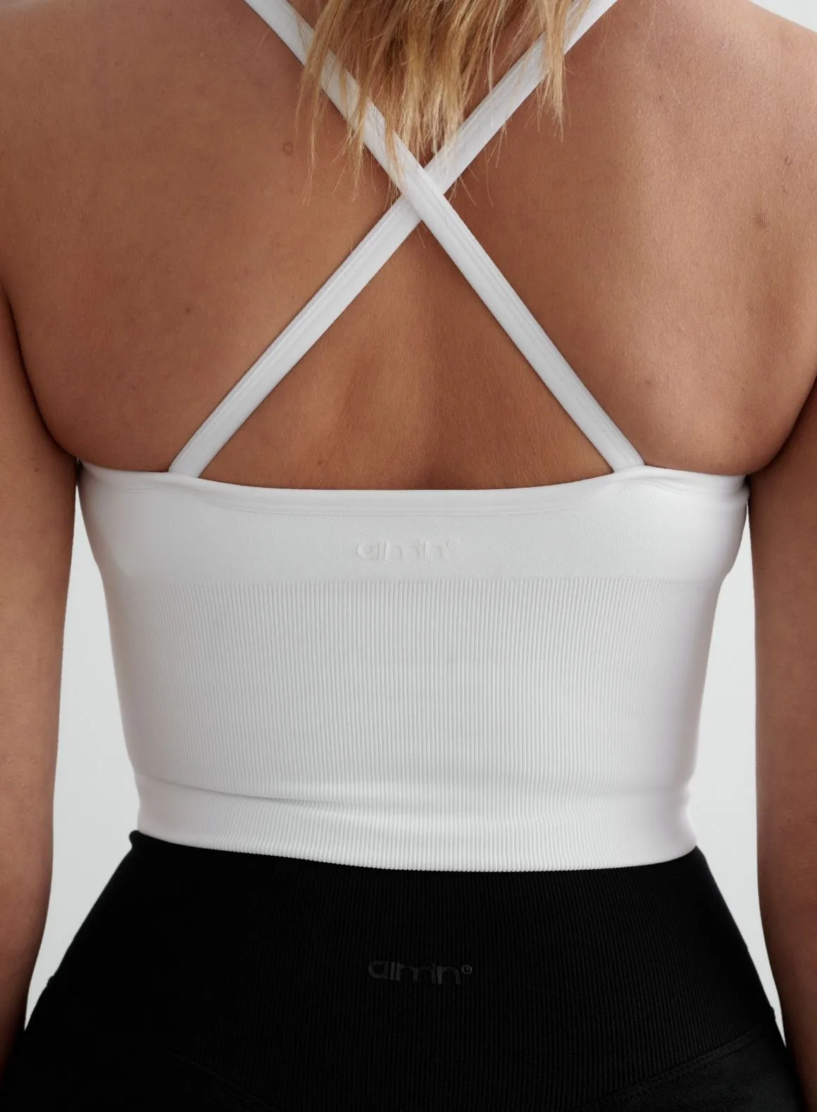Multi Panel Construction Lightweight Performance White Shape Seamless Cross Back Bralette