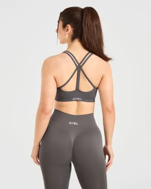Power Seamless Sports Bra - Charcoal Cropped fit Fitness Apparel