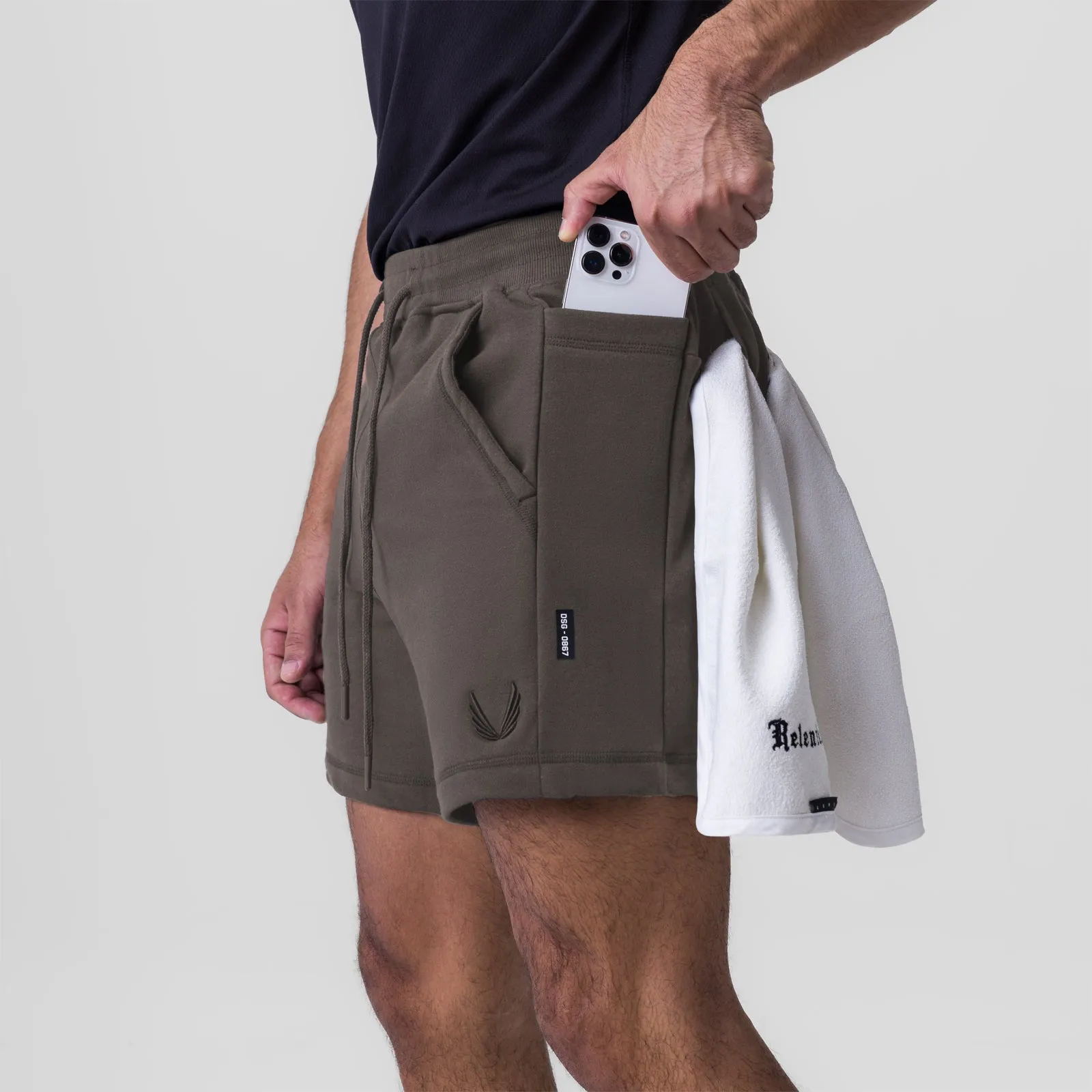 Ergonomic Contour Shape 0867. Tech-Terry? Sidelock Sweat Short - Deep Taupe