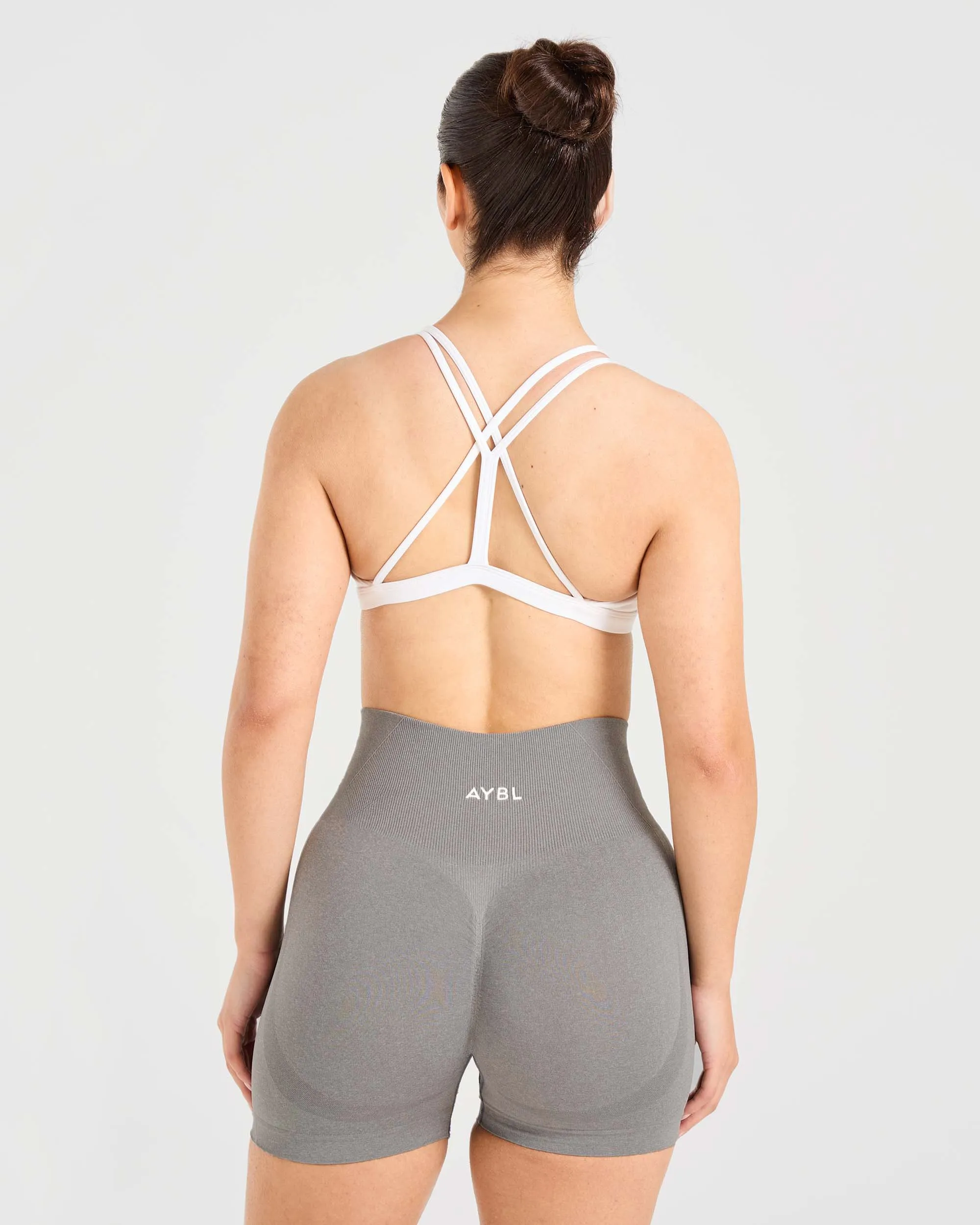 Essential Strappy Sports Bra - White Accessorized Breathable mesh