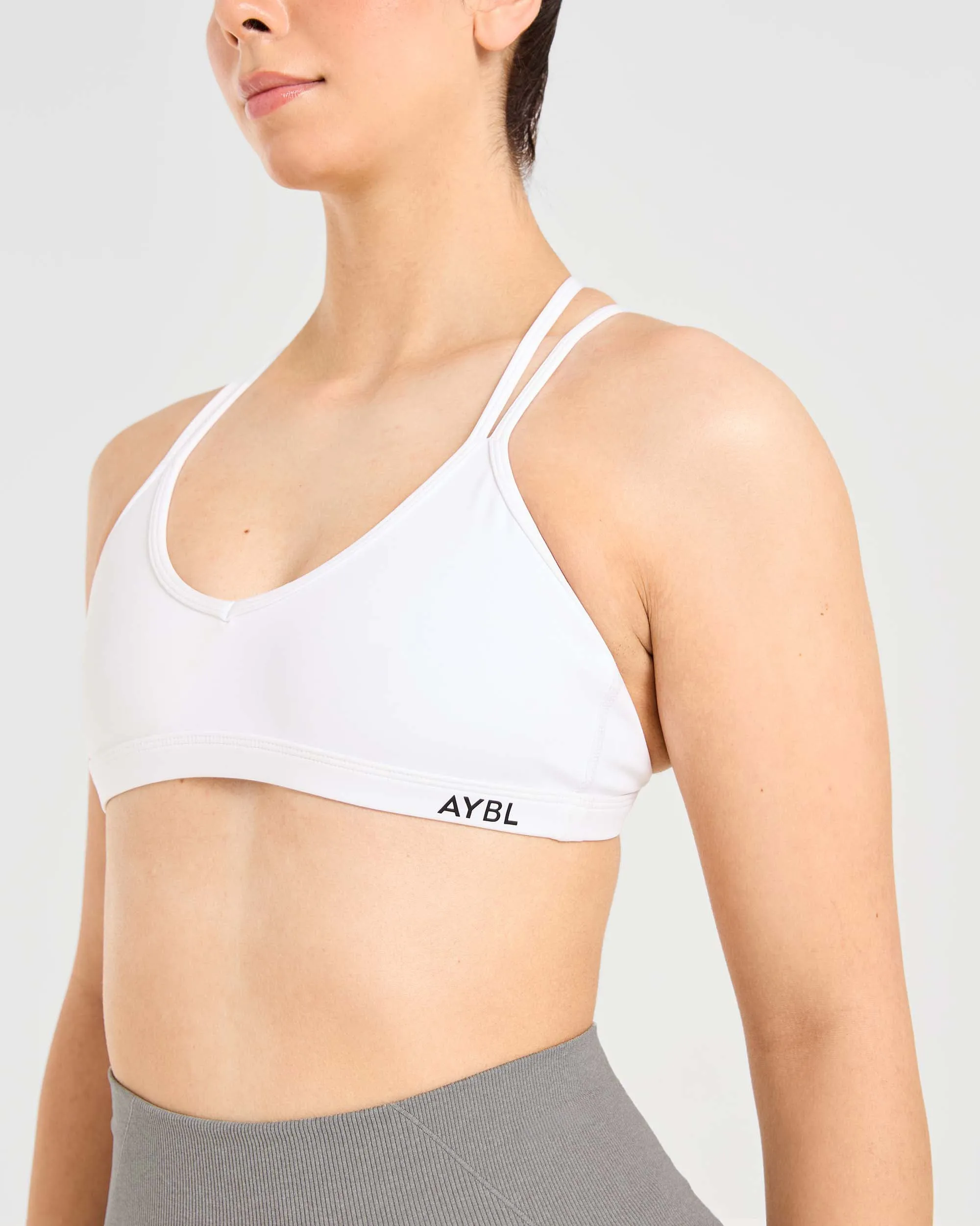 Animal Print Polyester fabric Essential Strappy Sports Bra - White