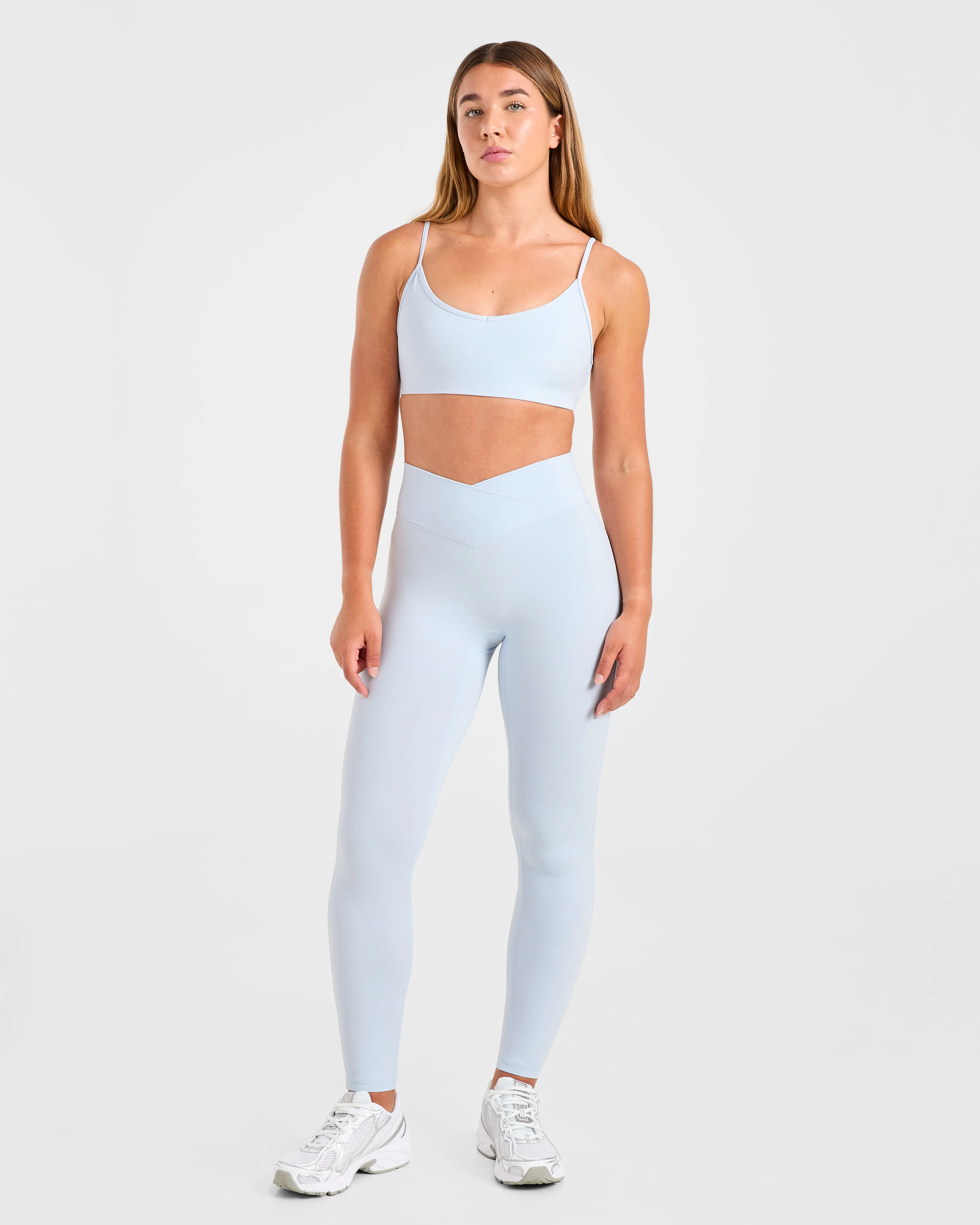 Lycra fabric Green fitness wear Sculpt Wrap Sports Bra - Iced Blue