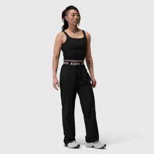 W036. Ripstop Relaxed Track Pant - Black 4 Way Stretch Panels Classic Comfort Lightweight Feel