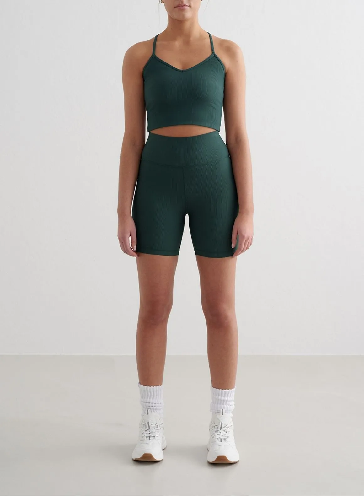 hot climate Deep Emerald Ribbed Performance Bralette