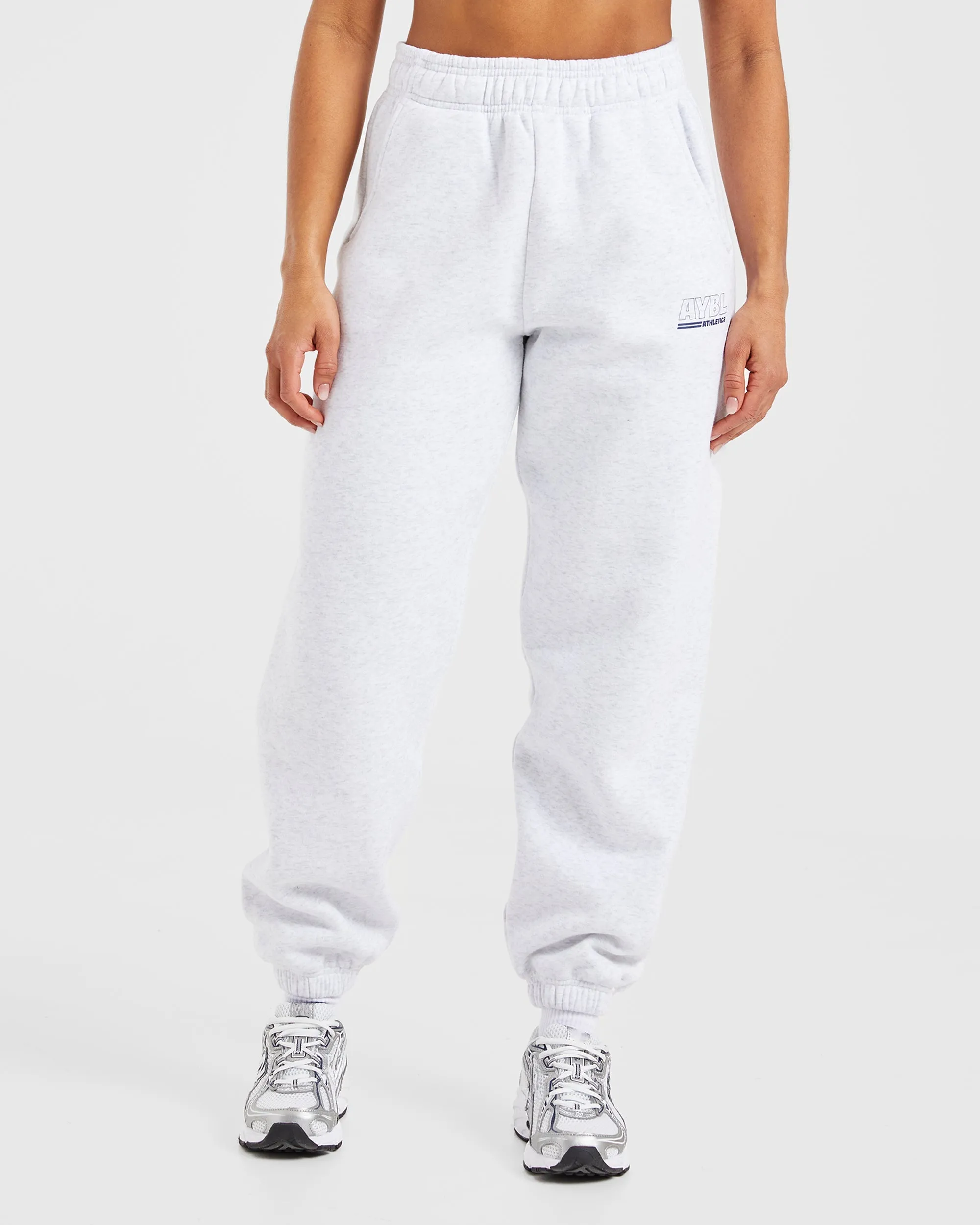 Antibacterial Athletics Track Oversized Joggers - Heather Grey/Navy Supportive Band