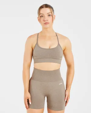 Adjustable Wear Empower Seamless Sports Bra - Taupe Marl
