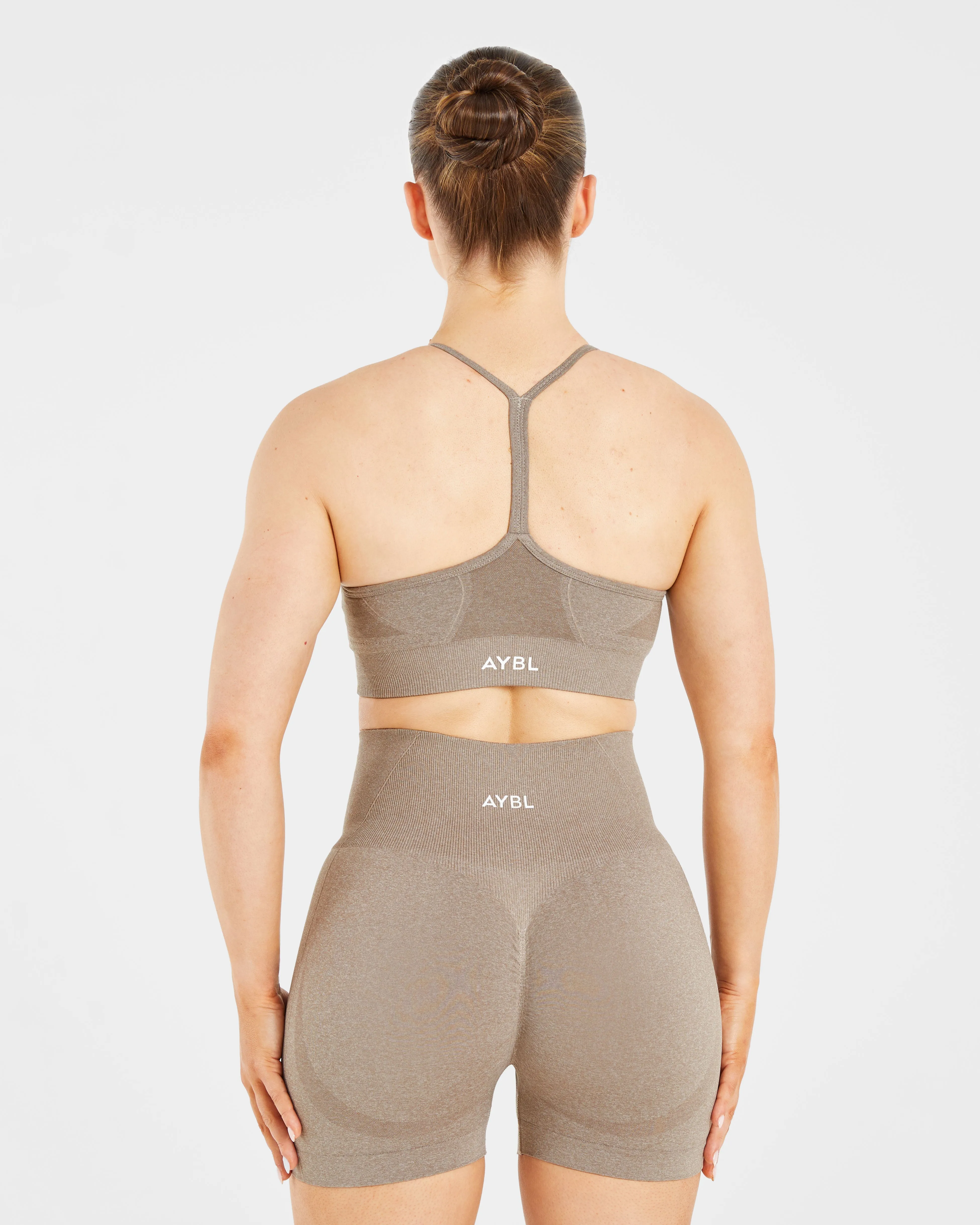Empower Seamless Sports Bra - Taupe Marl Large seams
