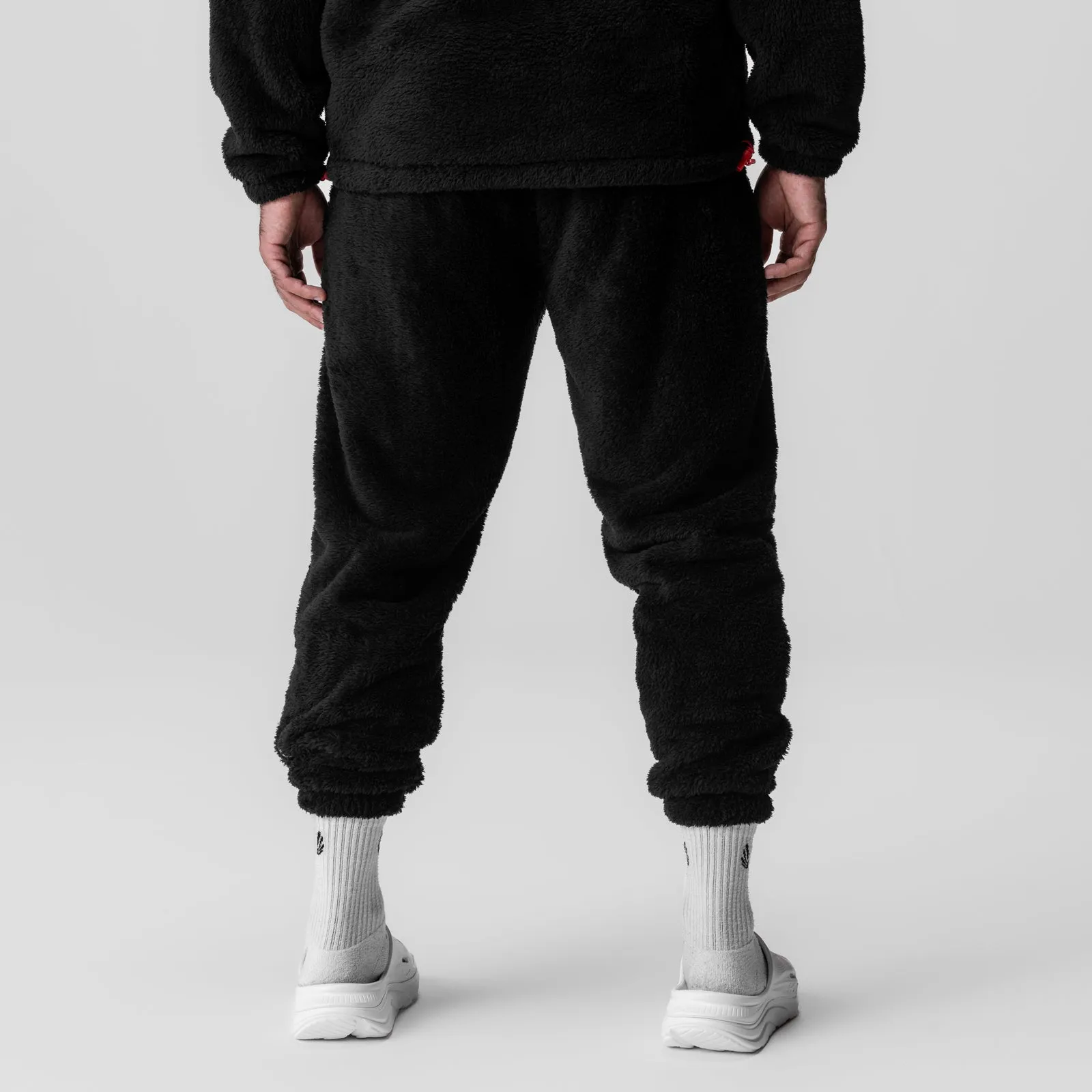 0692. Sherpa Recovery Sweats - Black/White Solid shade Flattering Waist