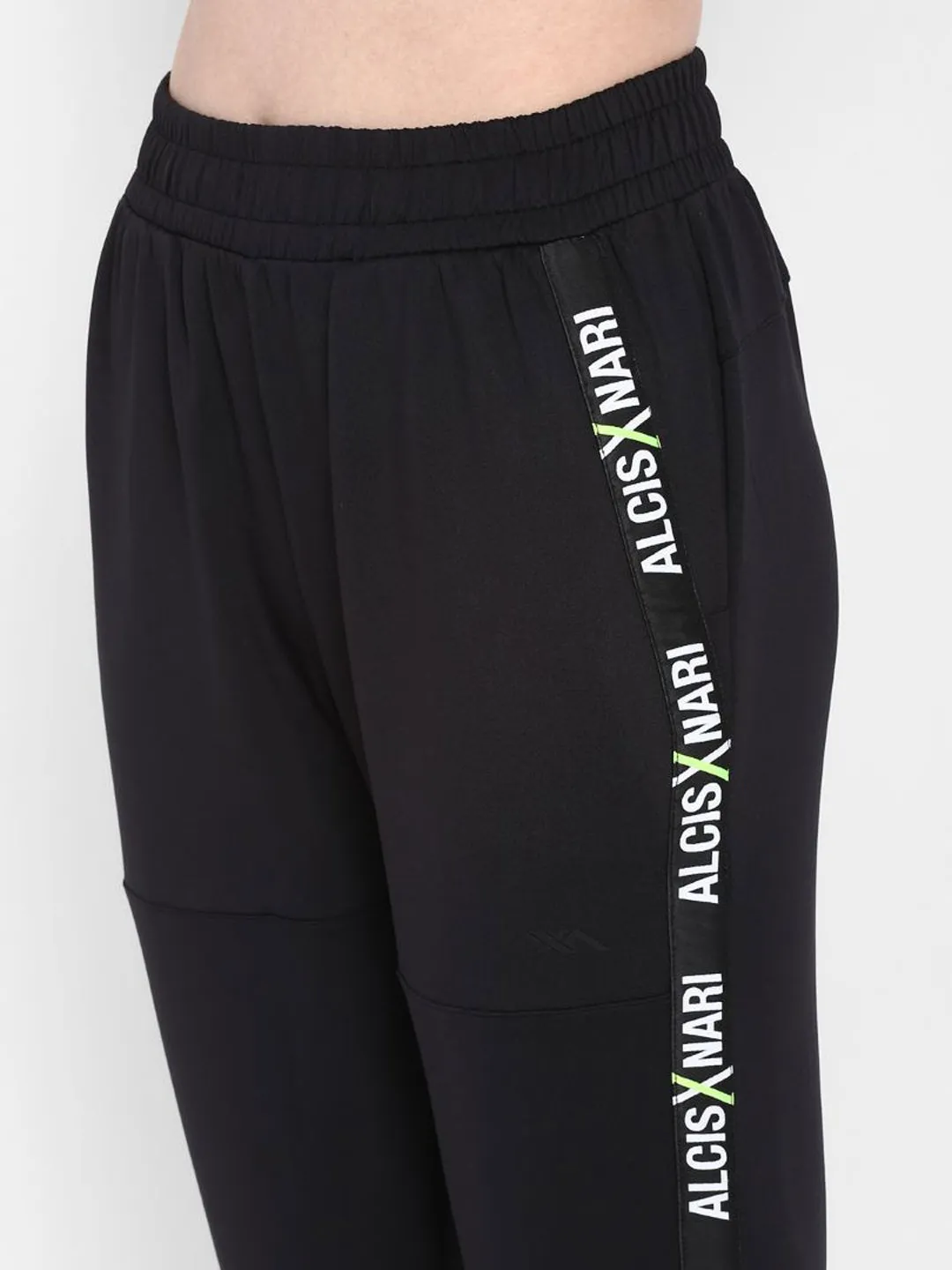 Alcis Women Black Solid Straight-Fit Track Pants FadeResistant