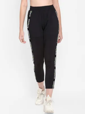 Alcis Women Black Solid Straight-Fit Track Pants Classic Elegance SecureClosures