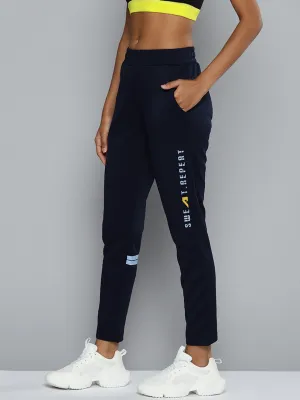 TaperedLeg Tapered Leg Design ALCIS Women Navy Blue Solid Track Pants