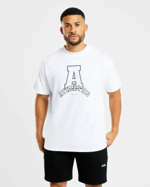 Fun Prints Friction Free Inner Lining Athletics Varsity Oversized T Shirt - White