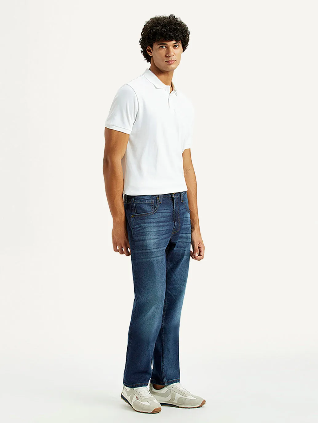 Breathable Denim Multi Pocket Design Men's 541 Indigo Athletic Tapered Fit Mid Rise Jeans