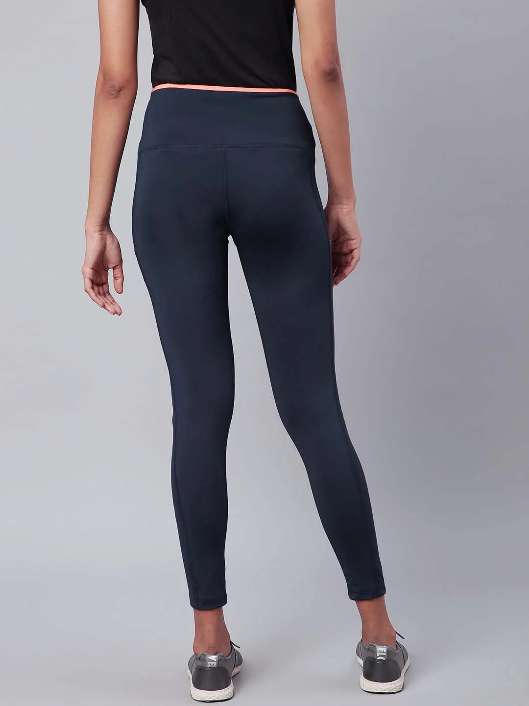 Alcis Women Navy Blue Drytech  Solid Cropped Training Tights Camping Gear Postpartum Fit