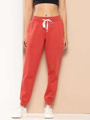 Alcis Women Red Slim Fit Solid Joggers Lined interior Stain Resistant Weave