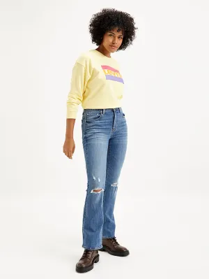Women's 725 Blue Flared Fit High Rise Jeans Style Simplicity School Fit