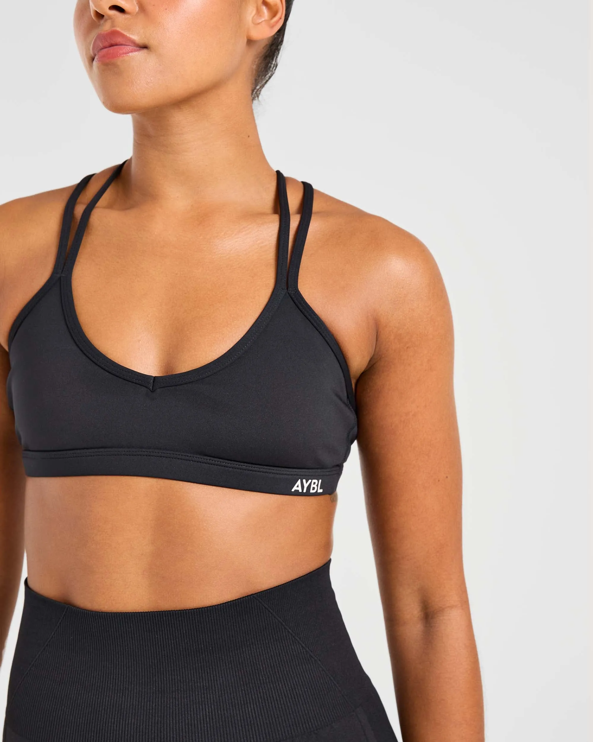 Essential Strappy Sports Bra - Black Moisture-wicking fabric Adjustable Comfort